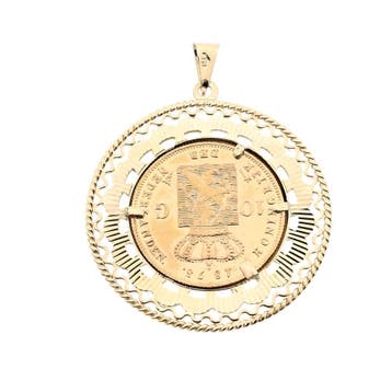 Gouden hanger van 10 gulden munt; Koning Willem De Derde..., Ophalen of Verzenden, Gebruikt, Goud, Overige merken