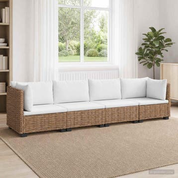 vidaXL 4 st Rieten Loungeset met Kussens GENDT Natuurlijk, Tuin en Terras, Tuinsets en Loungesets, 4 zitplaatsen, Nieuw, Loungeset