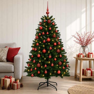 vidaXL Kunstkerstboom middengroen met kerstbal 180 cm 300, Diversen, Verzenden, Nieuw