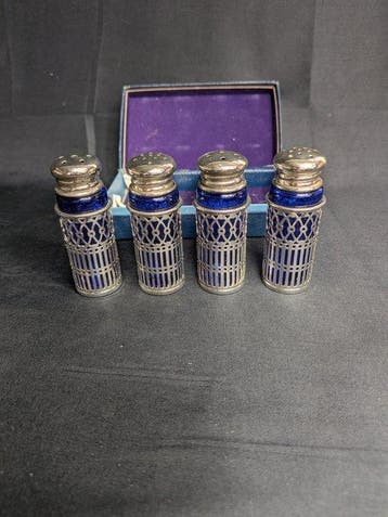 Zout- en pepervaatjes (4) - Glas, Zilver