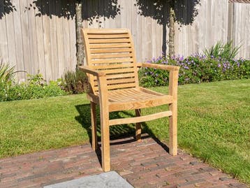 Teak tuinstel 80x160cm + 4 stapelstoelen en kussens!, 4 zitplaatsen, Teakhout, Nieuw, Ophalen of Verzenden