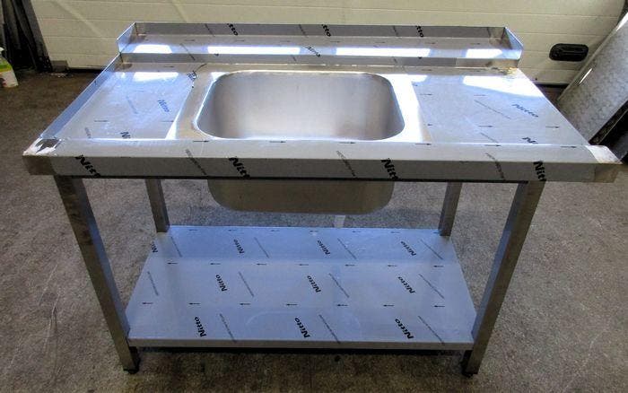 RVS Wastafel, Spoeltafel met 1 wasbak, B120 x D75 x H83cm, Zakelijke goederen, Horeca | Keukenapparatuur, Gebruikt