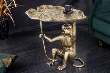 Design Bijzettafel WILDLIFE MONKEY 60cm goud antiek metaal, Ophalen of Verzenden, Nieuw