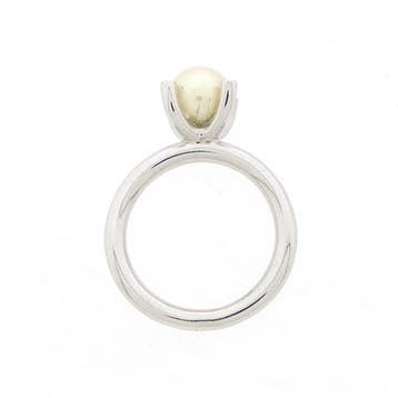 Bron Jewelry witgouden Phlox ring gezet met Zuidzee par..., 18 tot 19, Gebruikt, Ophalen of Verzenden, Met edelsteen
