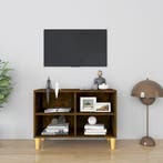vidaXL Tv-meubel met houten poten 69,5x30x50 cm gerookt, Verzenden, Nieuw, 50 tot 100 cm, Minder dan 100 cm