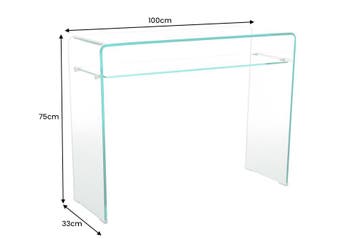 Design consoletafel FANTOME 100cm transparant glas met plank, Huis en Inrichting, Ophalen of Verzenden, Nieuw