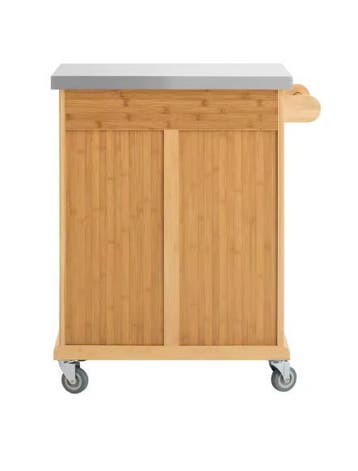 Bamboe Keukentrolley met RVS Blad, Kast en Lade – 90 cm, Verzenden, Nieuw