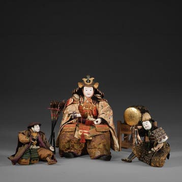 Samurai-poppen  (musha ningyô) - heel groot - Brokaat,