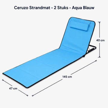 2dekans | Ceruzo Strandmat Set 2 – Verstelbare Rugleuning –, Ophalen of Verzenden, Zo goed als nieuw