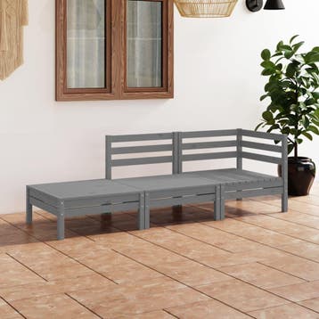 vidaXL 3-delige Loungeset massief grenenhout grijs, Tuin en Terras, Tuinsets en Loungesets, Verzenden, Nieuw, Loungeset