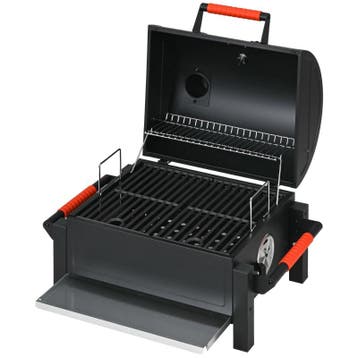Houtskoolgrill Met Deksel, Warmhoudrek, Asvak, Thermometer,, Verzenden