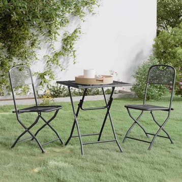 vidaXL 3-delige Tuinset metaalgaas antracietkleurig, Tuin en Terras, Verzenden, Nieuw, 2 zitplaatsen, Tuinset
