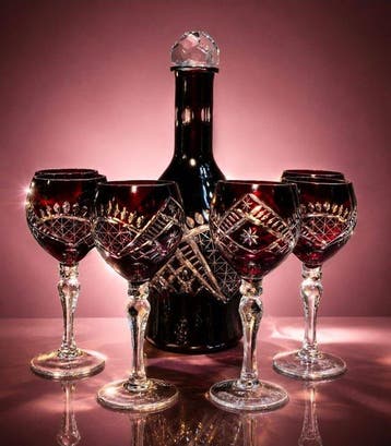Bohême - Drinkservies - dubbel geslepen kristal - Karaf en 6