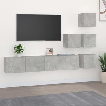 vidaXL Tv-wandmeubel bewerkt hout betongrijs, Huis en Inrichting, Kasten | Televisiemeubels, Verzenden, Nieuw, 50 tot 100 cm, Minder dan 100 cm
