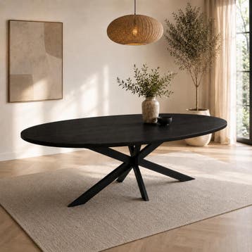 DS4U Mees ovale eettafel - 240 cm - hout - zwart, Ophalen of Verzenden, Nieuw, Zwart