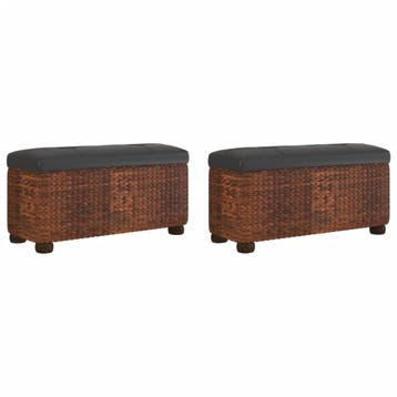 Opbergbankjes Set 2x - Bruin Kussen | Retourdeal 34% Korting, Eenpersoons, Minder dan 75 cm, Natuurlijk, Ophalen of Verzenden