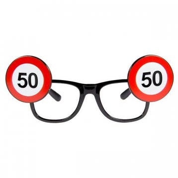 Bril verkeersbord 50 jaar, Hobby en Vrije tijd, Feestartikelen, Ophalen of Verzenden, Nieuw