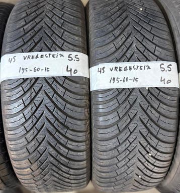 2x 195-60-15 Vredestein AllSeason 2x 5.5mm €40 PST 195 60 15, Ophalen, Gebruikt, 15 inch, All Season