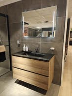 Badmeubel 100cm met mat zwarte wastafel - 0020, Huis en Inrichting, Badkamer | Badkamermeubels, Ophalen, Nieuw, 100 tot 150 cm