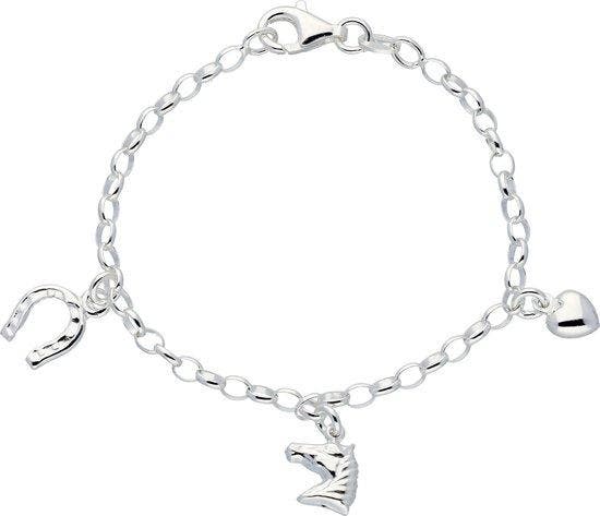 Lilly bedelarmband - paard - hoefijzer - hart - 16 cm -, Sieraden, Tassen en Uiterlijk, Armbanden, Verzenden