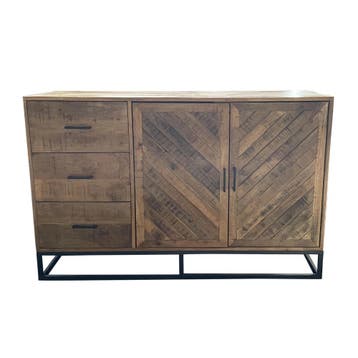 Dressoir Mangohout Sabia 140 cm, Verzenden, Nieuw, Overige houtsoorten, Industriële meubels