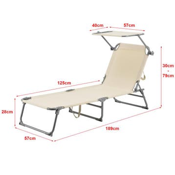 Ligbed met luifel Getaria 189x57x28 cm 115 kg beige [en.casa, Verzenden, Nieuw