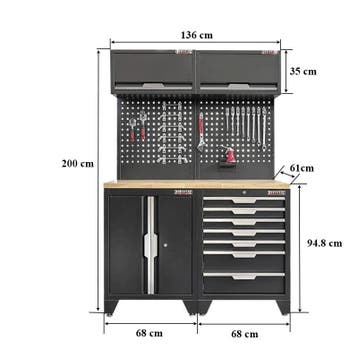 Gereedschapskasten set wandlengte 136 cm. tweedeurs kast,, Ophalen of Verzenden, Nieuw