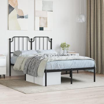 vidaXL Bedframe met hoofdbord metaal zwart 120x200 cm, Verzenden, Zwart, Nieuw, Twijfelaar