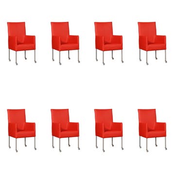 Set van 8 Leren eetkamerstoelen Spark - Toledo Ferrari, Ophalen of Verzenden, Nieuw, Leer, Vijf, Zes of meer stoelen
