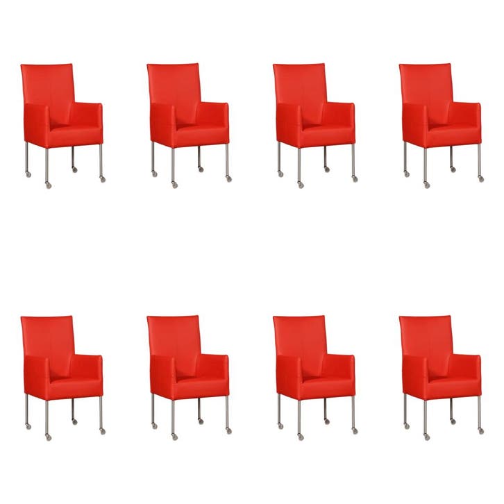 Set van 8 Leren eetkamerstoelen Spark - Toledo Ferrari, Huis en Inrichting, Stoelen, Vijf, Zes of meer stoelen, Nieuw, Leer, Ophalen of Verzenden