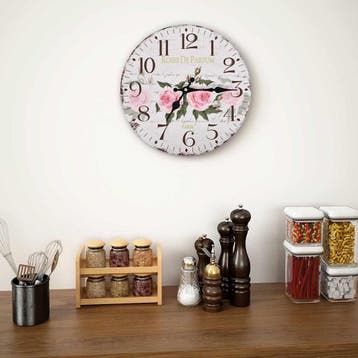 vidaXL Wandklok vintage stijl 30 cm bloemen, Verzenden, Nieuw