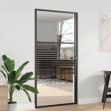 vidaXL Glazen deur 102,5 x 3,5 x 201,5 cm Aluminium Zwart, Doe-het-zelf en Verbouw, Deuren en Horren, Verzenden, Nieuw