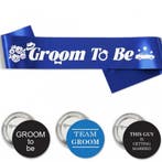 Groom to Be set met sjerp en buttons 12-delig, Verzenden, Nieuw, Feestartikel, Geboorte of Huwelijk