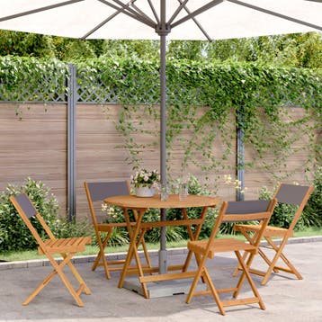 vidaXL 5-delige Tuinset massief hout en stof, Verzenden, Nieuw, Hardhout, Tuinset