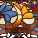 Tiffany tafellamp – Blauw &amp; Amber Patroon – Ø 30 × H 46,5, Verzenden, Nieuw