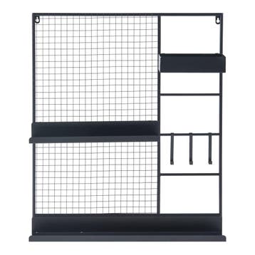 [en.casa] Wandrek Westre metaal 70x60x11 cm zwart, Verzenden, Nieuw in verpakking