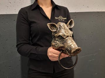 sculptuur, Wild Boar - Towel Ring / Door Knocker - 22 cm -