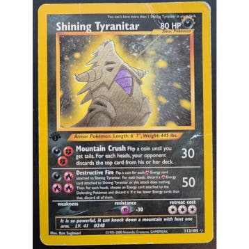 Shining Tyranitar (NDE 113) – 1st Edition, Hobby en Vrije tijd, Verzamelkaartspellen | Pokémon, Ophalen of Verzenden, Nieuw