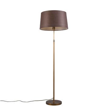 Vloerlamp brons met bruine kap 45 cm verstelbaar - Parte, Verzenden, Nieuw, Modern