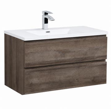 Badkamermeubel Set Angela 100cm Bruin Eiken Badmeubel, Verzenden, Nieuw, Wastafelkast