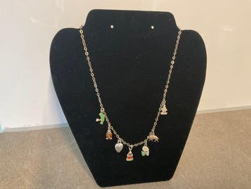 Zonder minimumprijs - Ketting met hanger Zilver, emaille -