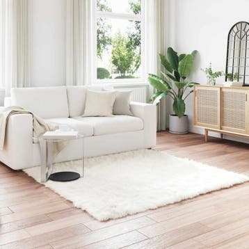 vidaXL Tapijt van imitatie TAFALLA Wit 160 x 160 cm, Verzenden, Nieuw, Wit