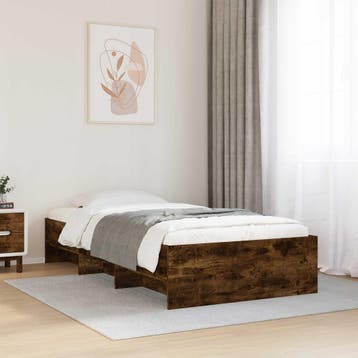vidaXL Bedframe met plank Gerookt eiken 80 x 200 cm Bewerkt, Eenpersoons, Bruin, Verzenden, Nieuw