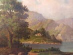 Duitse school (XIX) - Romantische Seelandschaft mit Gebirge