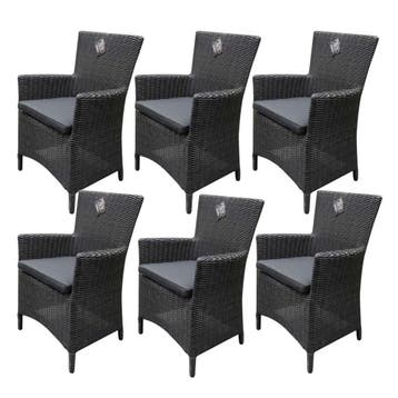 6 stuks Capri dining tuinstoel antraciet, Ophalen of Verzenden, Nieuw, Wicker