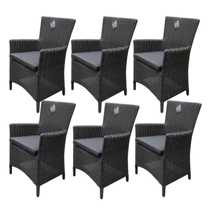 6 stuks Capri dining tuinstoel antraciet, Tuin en Terras, Tuinstoelen, Nieuw, Wicker, Ophalen of Verzenden