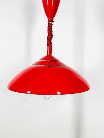 Plafondlamp - Rode metalen verstelbare hanglamp - Metaal,