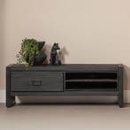 Tv-meubel Mangohout Kelvin 130 Zwart, Verzenden, Nieuw, Overige houtsoorten, Industriële meubels