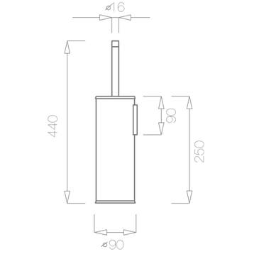Tupai toiletborstel met houder wandmodel Round - zwart, Verzenden, Nieuw
