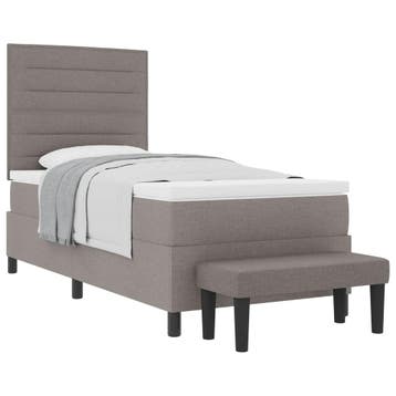 vidaXL Boxspringbed met hoofdeinde Taupe 90 x 190 cm Stof, Verzenden, Nieuw, Eenpersoons, Stof